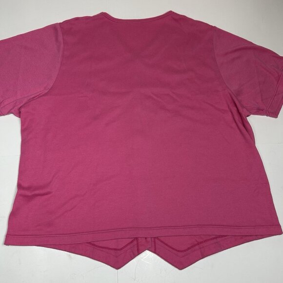 BRIDGE GATE Women Pink Short Sleeve Button Up Top Embroidered Floral VNeck Sz 2X - Picture 5 of 5